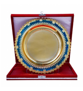 HZ-001 METAL PLAKET TABAK SARI-MAVİ 25x13 CM